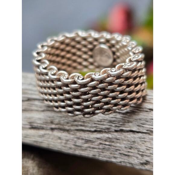 Vintage Tiffany & Co Somerset Sterling Silver Mesh Ring Sz 6.25 - Picture 4 of 8